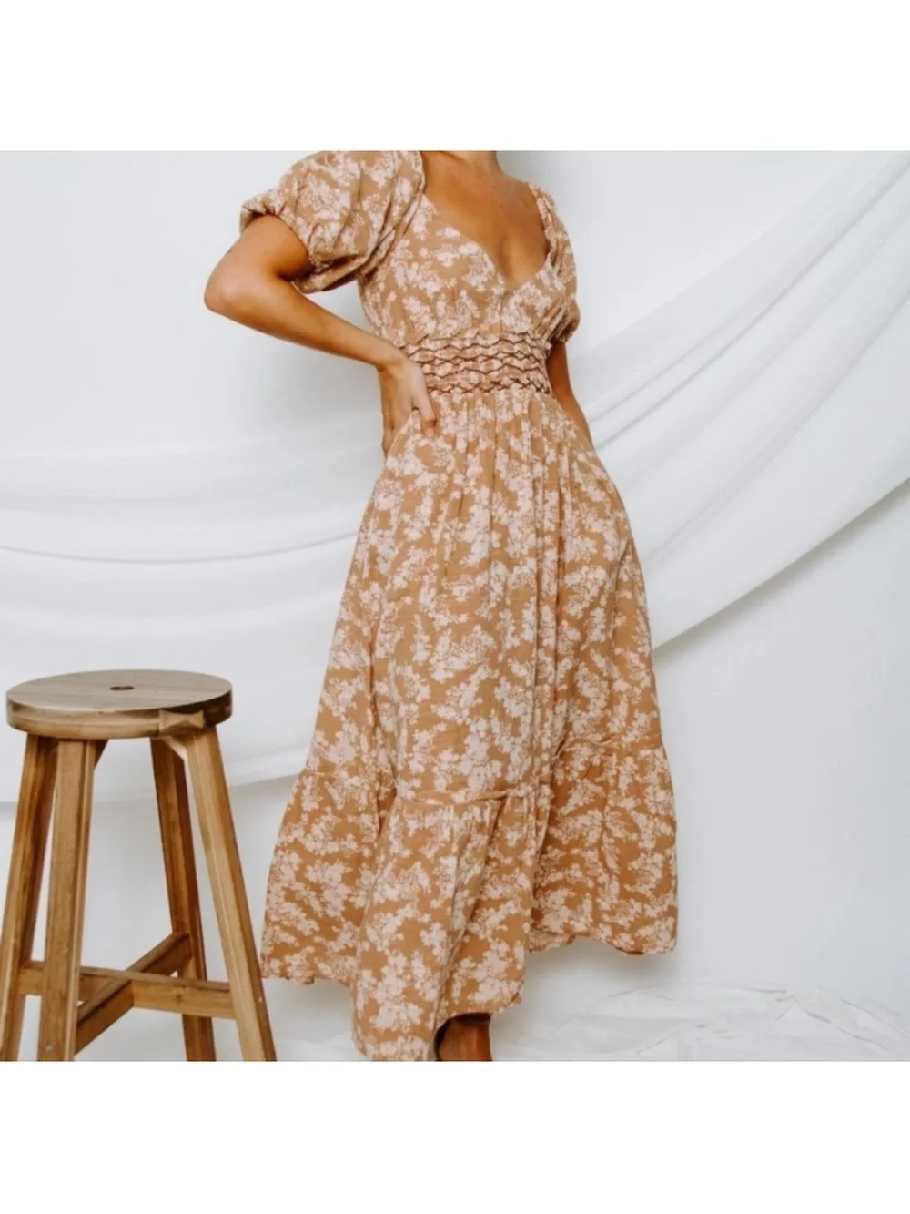 Free People Ellie Smocked Waist Maxi Dress